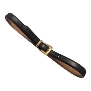 VINTAGE | Classic Black Leather Belt with Gold Buckle